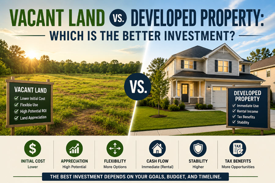 Vacant Land vs. Developed Property: Which is the Better Investment?