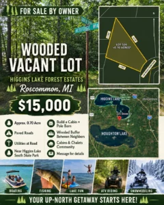 Northern Michigan Hideaway – .7 acre vacant lot with utilities